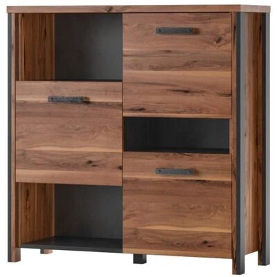 Meublorama Windsor 110 cm Rovere scuro e grigio antracite Credenza - 3 porte Meublorama Windsor 110 cm Rovere scuro e grigio antracite Credenza - 3 porte