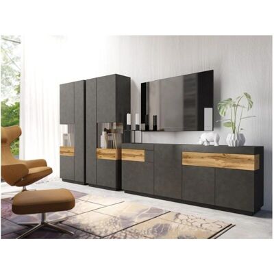 Meublorama - KILES - Grigio antracite - Rovere - Set vetrina Meublorama - KILES - Grigio antracite - Rovere - Set vetrina