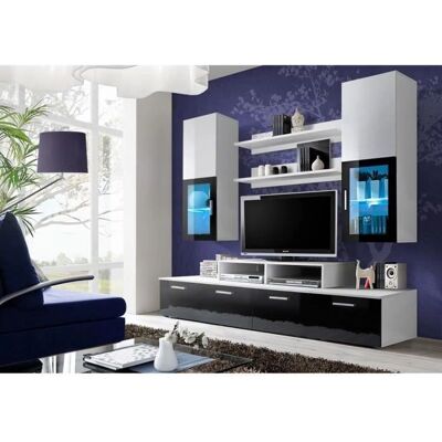 Meublorama - MINI - Blanco-Negro - Mueble TV mural Meublorama - MINI - Blanco-Negro - Mueble TV mural