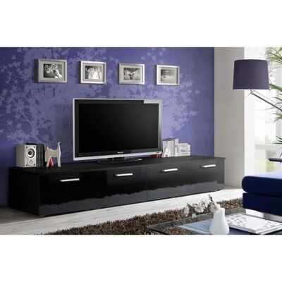 Mueble TV 200cm Negro Moderno - Colección COMET Mueble TV 200cm Negro Moderno - Colección COMET
