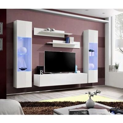 Meublorama - FLY A3 - Blanco - Frentes brillantes - Mueble TV Meublorama - FLY A3 - Blanco - Frentes brillantes - Mueble TV
