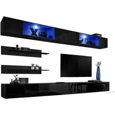 Meublorama - FLY i3 - Nero - LED - Unità a parete Meublorama - FLY i3 - Nero - LED - Unità a parete