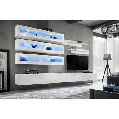Meublorama FLY J2 - Bianco - LED - 5 ante - Mobile TV da parete Meublorama FLY J2 - Bianco - LED - 5 ante - Mobile TV da parete
