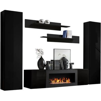 Meublorama - FLY M1 - Nero - 260x40x170 cm - Mobile da parete Meublorama - FLY M1 - Nero - 260x40x170 cm - Mobile da parete