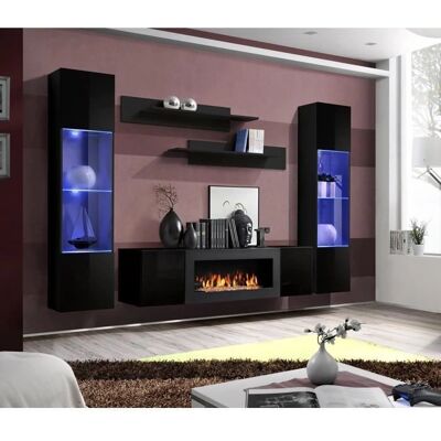 Meublorama - FLY M3 - Nero - Wall unit set Meublorama - FLY M3 - Nero - Wall unit set