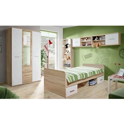 Meublorama Kinder und Jugendliche Schlafzimmer-Set - Denver Kollektion - Bett, Kleiderschrank, Bücherregal & Regal Meublorama Kinder und Jugendliche Schlafzimmer-Set - Denver Kollektion - Bett, Kleiderschrank, Bücherregal & Regal