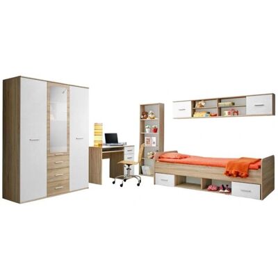 Meublorama - DENVER - Roble-Blanco - Juego de dormitorio Meublorama - DENVER - Roble-Blanco - Juego de dormitorio