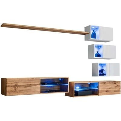 Meublorama - SWITCH XXIV - OakWhite - LED - Unidad de almacenamiento Meublorama - SWITCH XXIV - OakWhite - LED - Unidad de almacenamiento