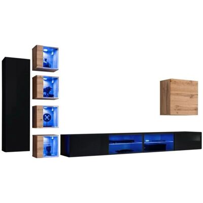 Meublorama - SWITCH XXVI - Negro mate - Roble - TV unit Meublorama - SWITCH XXVI - Negro mate - Roble - TV unit