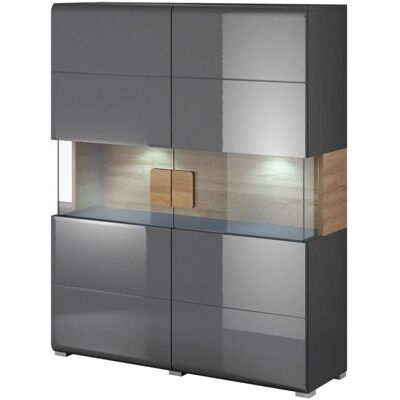 Meublorama - OHIO Collection - Grigio - Rovere - Display Cabinet Meublorama - OHIO Collection - Grigio - Rovere - Display Cabinet