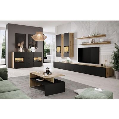 Meublorama - RAMOS - 7pc - quercia e nero opaco - Set di mobili Meublorama - RAMOS - 7pc - quercia e nero opaco - Set di mobili
