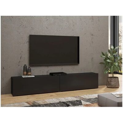 Mueble TV Meublorama - 180cm, Negro y Roble - Diseño, Gran Puerta, Montaje en Pared o Piso Mueble TV Meublorama - 180cm, Negro y Roble - Diseño, Gran Puerta, Montaje en Pared o Piso