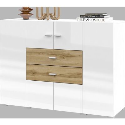 Meublorama KOBEE 120 Weiß und Eiche Buffet Meublorama KOBEE 120 Weiß und Eiche Buffet