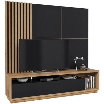 Meublorama - CLARA - Eiche - Mattschwarz - TV-Schrank Meublorama - CLARA - Eiche - Mattschwarz - TV-Schrank