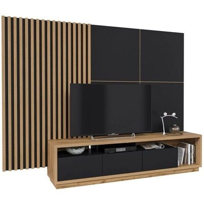 Meublorama - CLARA - Eiche - Schwarz matt - TV-Schrank Meublorama - CLARA - Eiche - Schwarz matt - TV-Schrank