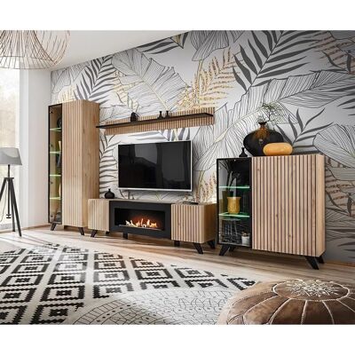 Meublorama Satz von 4 Wohnzimmermöbeln - Modern mit Kamin Meublorama Satz von 4 Wohnzimmermöbeln - Modern mit Kamin