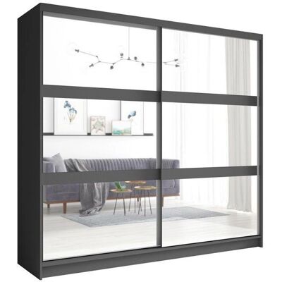 Meublorama - NOFI - Graphitgrau - 230 cm - Kleiderschrank Meublorama - NOFI - Graphitgrau - 230 cm - Kleiderschrank