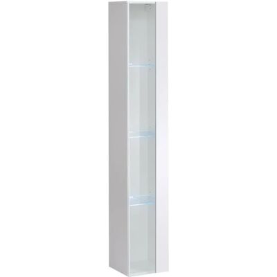 Vetrina sospesa bianca con porta in vetro e LED - Vetrina Vetrina sospesa bianca con porta in vetro e LED - Vetrina