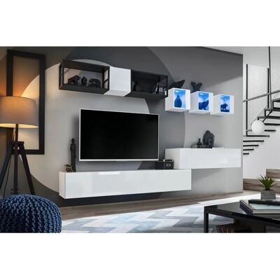 MEUBLORAMA Weiße Wandvitrine mit Glastür - Schwebend, LED-Beleuchtung, Switch Kollektion MEUBLORAMA Weiße Wandvitrine mit Glastür - Schwebend, LED-Beleuchtung, Switch Kollektion