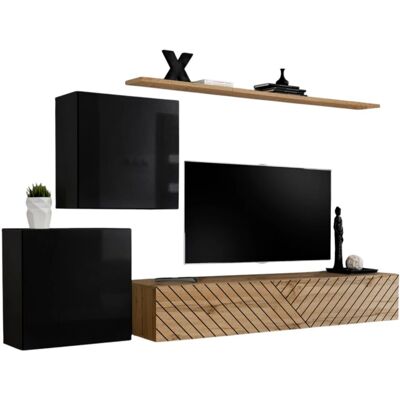 Meublorama - SWITCH V - Eiche Wotan - Schwarz Matt - TV-Schrank Meublorama - SWITCH V - Eiche Wotan - Schwarz Matt - TV-Schrank