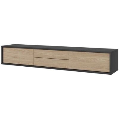 Meublorama - EVA - Gris - Roble claro - Mueble TV Meublorama - EVA - Gris - Roble claro - Mueble TV