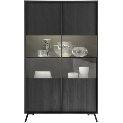 Meublorama - Vitrine SKY 2 puertas - Roble negro - Armario Meublorama - Vitrine SKY 2 puertas - Roble negro - Armario