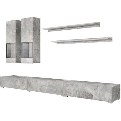 Meublorama - RAMOS - Concreto gris - Paneles MDF - Juego de muebles Meublorama - RAMOS - Concreto gris - Paneles MDF - Juego de muebles