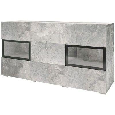 Meublorama - RAMOS - Concreto gris - Negro - Buffet Meublorama - RAMOS - Concreto gris - Negro - Buffet