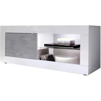 Meublorama - CISA 1 Puerta TV - Blanco - Gris hormigón Meublorama - CISA 1 Puerta TV - Blanco - Gris hormigón