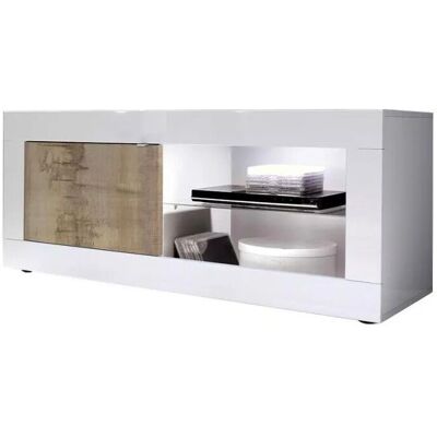 Meublorama - Mueble TV 1 puerta CISA - Blanco brillante Meublorama - Mueble TV 1 puerta CISA - Blanco brillante