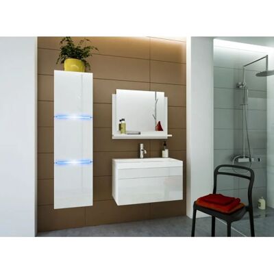 Meublorama - Columna de baño suspendida, colección Raven - Blanco mate/brillante - Columna de baño Meublorama - Columna de baño suspendida, colección Raven - Blanco mate/brillante - Columna de baño