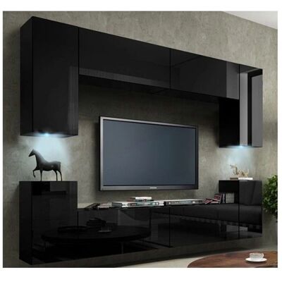Meublorama - CEPTO - Negro brillante - L240xH60xP35 cm - TV Stand Meublorama - CEPTO - Negro brillante - L240xH60xP35 cm - TV Stand
