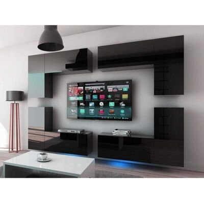 Meublorama - CEPTO XX - Nero opaco - Modulabile - Set mobili TV a muro Meublorama - CEPTO XX - Nero opaco - Modulabile - Set mobili TV a muro