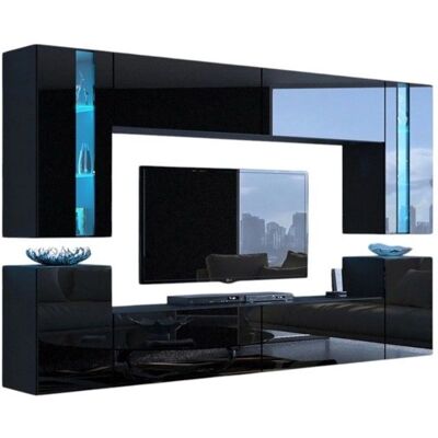 Meublorama - CEPTO XXIV - Negro mate - Conjunto de muebles de pared Meublorama - CEPTO XXIV - Negro mate - Conjunto de muebles de pared