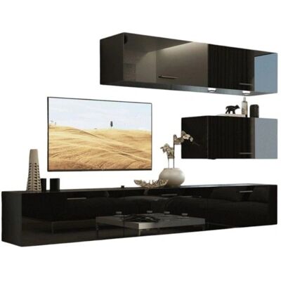 Meublorama - CEPTO XXV - Negro mate - 249 cm - mueble de pared Meublorama - CEPTO XXV - Negro mate - 249 cm - mueble de pared