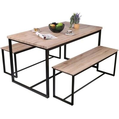 Conjunto de mesa y bancos estilo industrial Meublorama Daryl - Muebles Conjunto de mesa y bancos estilo industrial Meublorama Daryl - Muebles