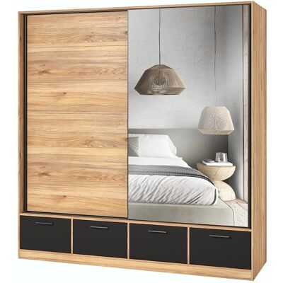 Meublorama - EOS Armoire - Rovere chiaro - Nero - Wardrobe Meublorama - EOS Armoire - Rovere chiaro - Nero - Wardrobe
