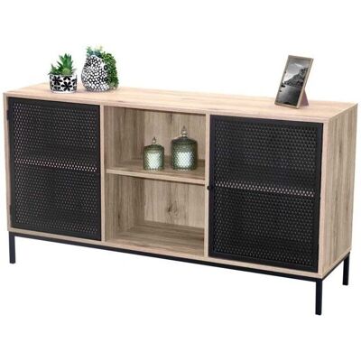 Meublorama Buffet Industrial Roble Claro - 2 Puertas, 100x40x75 cm Meublorama Buffet Industrial Roble Claro - 2 Puertas, 100x40x75 cm