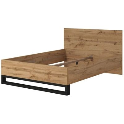 Meublorama - MILOS - Oak finish - Black metal legs - Bed Meublorama - MILOS - Oak finish - Black metal legs - Bed