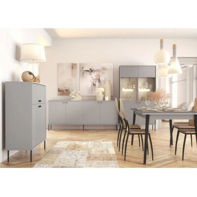 Meublorama - ISIS - 180-220 cm Gris 8 asientos - Juego de comedor Meublorama - ISIS - 180-220 cm Gris 8 asientos - Juego de comedor