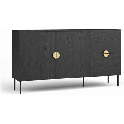 Meublorama - MONDO Petit Buffet 2P2T - Negro - Buffet Meublorama - MONDO Petit Buffet 2P2T - Negro - Buffet