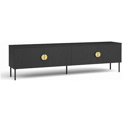 MEUBLORAMA Mondo Mueble TV - 4 Puertas - Negro con Tiradores Dorados - 200cm MEUBLORAMA Mondo Mueble TV - 4 Puertas - Negro con Tiradores Dorados - 200cm