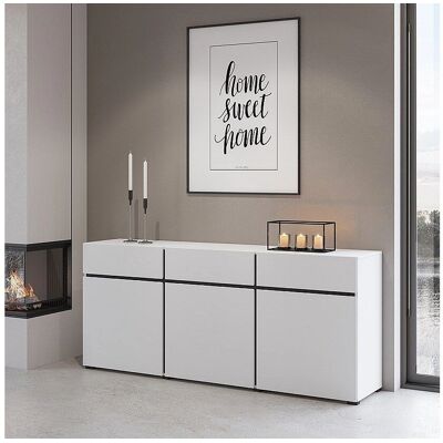 MEUBLORAMA HAVANA 180 cm Blanc/Noir - Buffet MEUBLORAMA HAVANA 180 cm Blanc/Noir - Buffet
