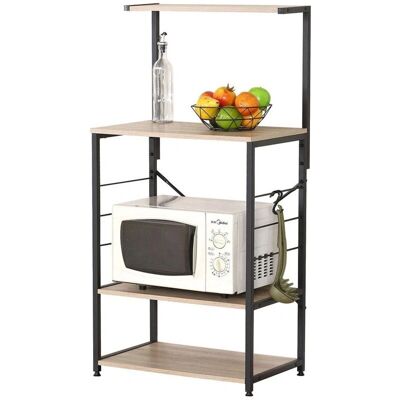 MEUBLORAMA HOLBORN Roble y negro 60x123x40 cm 4 estantes + ganchos Kitchen cart MEUBLORAMA HOLBORN Roble y negro 60x123x40 cm 4 estantes + ganchos Kitchen cart