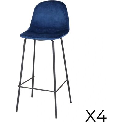 MEUBLORAMA - LALY - azul terciopelo - metal negro - Taburetes de bar MEUBLORAMA - LALY - azul terciopelo - metal negro - Taburetes de bar