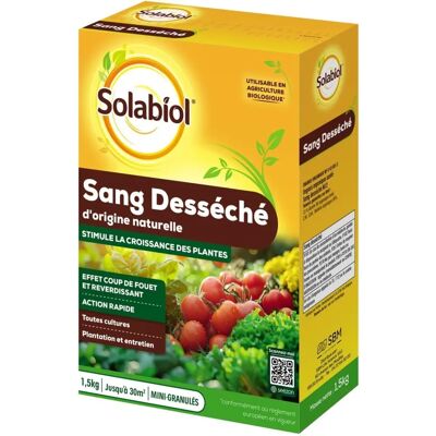 Solabiol Engrais Sang - 1,5 Kg - Libération Rapide d'Azote - Agriculture Biologique - Publicité Solabiol Engrais Sang - 1,5 Kg - Libération Rapide d'Azote - Agriculture Biologique - Publicité