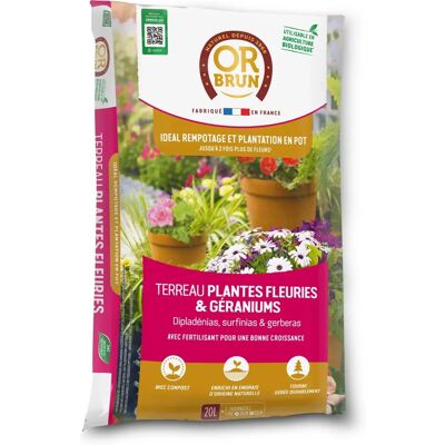 Terreau pour plantes fleuries et géraniums OR BRUN 20 L - Publicité Terreau pour plantes fleuries et géraniums OR BRUN 20 L - Publicité