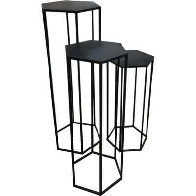 The Home Deco Factory Ensemble de 3 tables hexagonales en métal - Sellettes - Publicité The Home Deco Factory Ensemble de 3 tables hexagonales en métal - Sellettes - Publicité