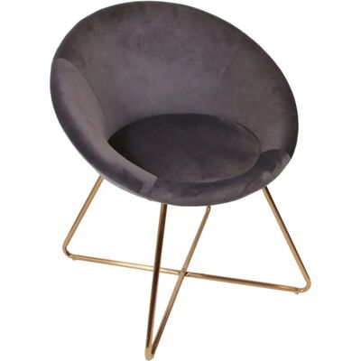Fauteuil en Velours Gris avec Pieds en Métal Cuivré - Fauteuil - Publicité Fauteuil en Velours Gris avec Pieds en Métal Cuivré - Fauteuil - Publicité