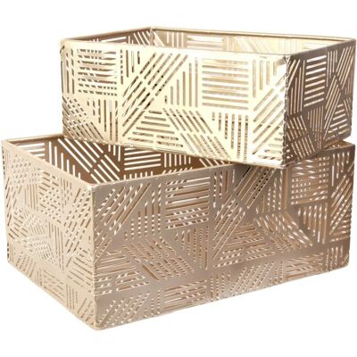 Home Deco Factory Metal Storage Baskets - Gold Set of 2 Home Deco Factory Metal Storage Baskets - Gold Set of 2